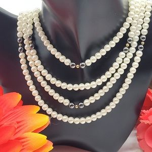 🍂Gorgeous 4 strand pearl hematite necklace